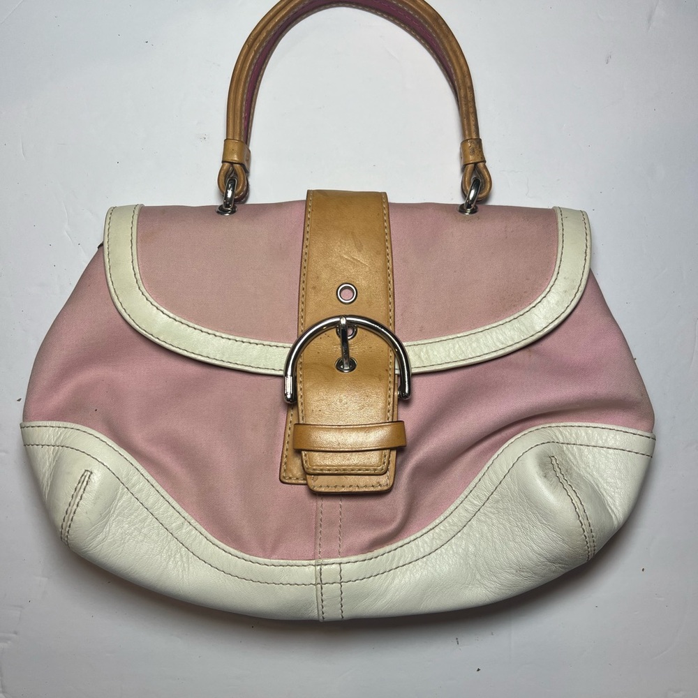 Coach vintage pink and white hobo bag